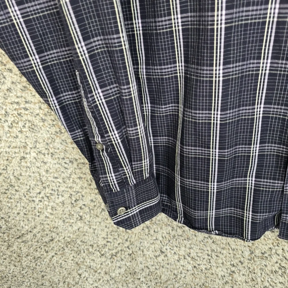 Banana Republic Dress Shirt Mens‎ 15-15.5 Blue Plaid Button Up Cotton Career